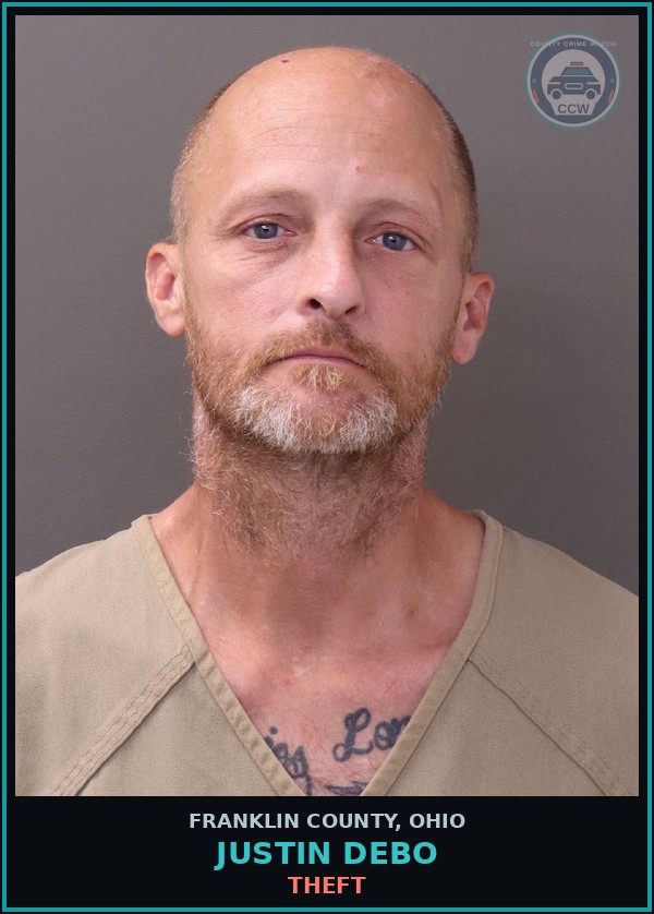 Booking mugshot of Justin Debo in Franklin County