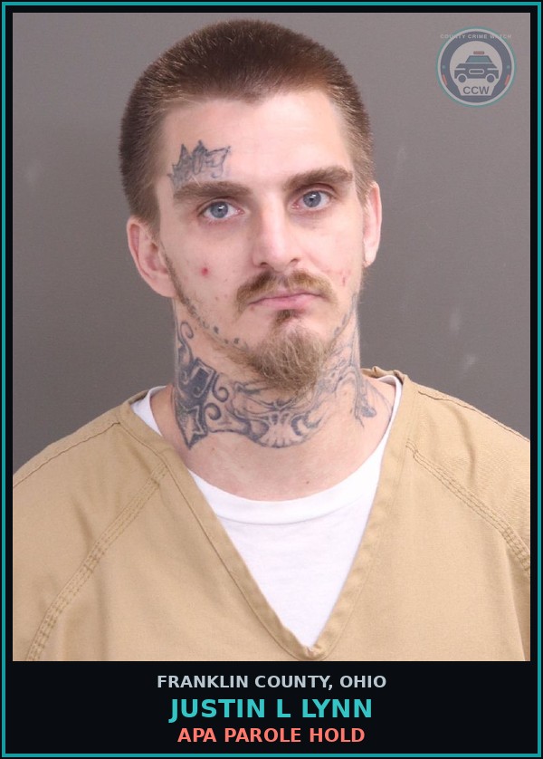 Booking mugshot of Justin L Lynn in Franklin County