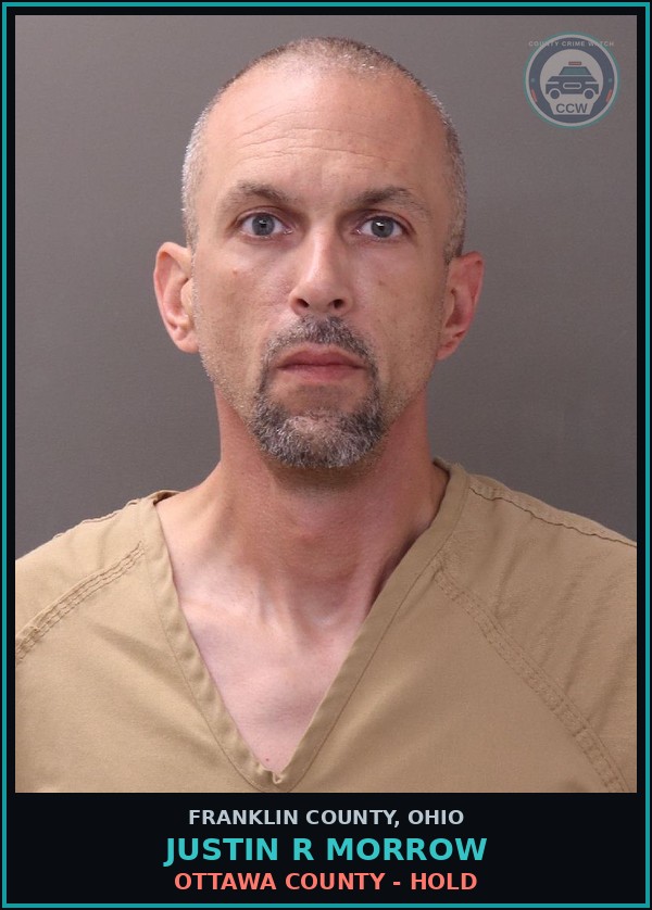 Booking mugshot of Justin R Morrow in Franklin County