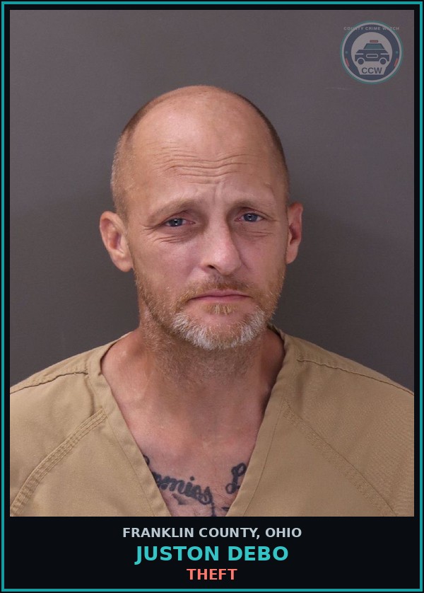 Booking mugshot of Juston Debo in Franklin County