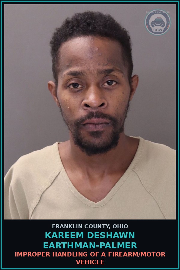 Booking mugshot of Kareem Deshawn Earthman-Palmer in Franklin County