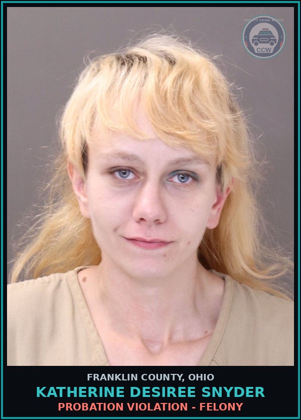 Booking mugshot of Katherine Desiree Snyder in Franklin County