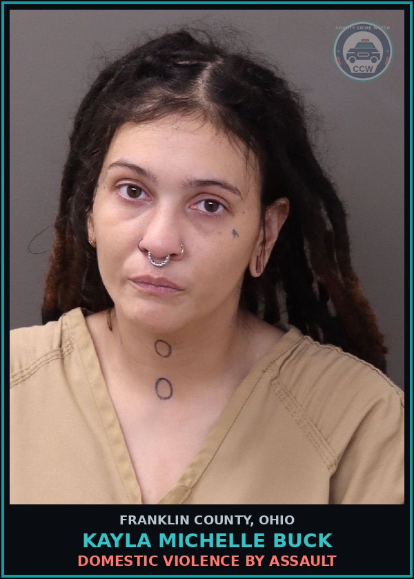 Booking mugshot of Kayla Michelle Buck in Franklin County