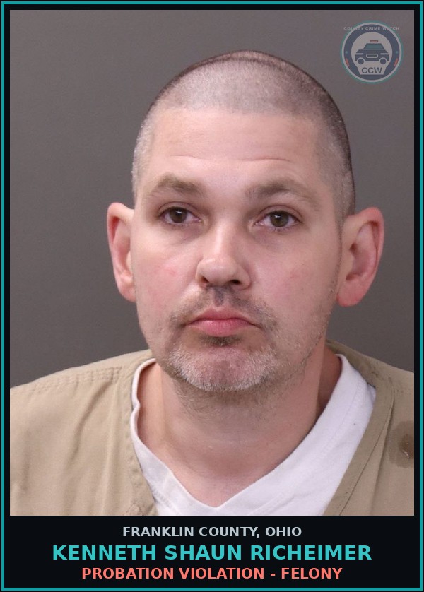 Booking mugshot of Kenneth Shaun Richeimer in Franklin County