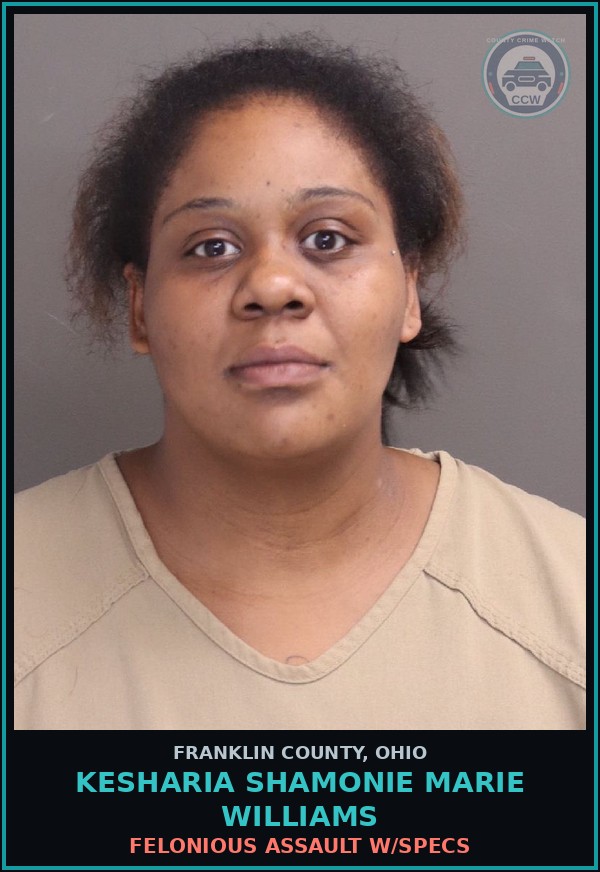 Booking mugshot of Kesharia Shamonie Marie Williams in Franklin County