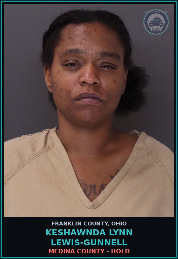Booking mugshot of Keshawnda Lynn Lewis-Gunnell in Franklin County
