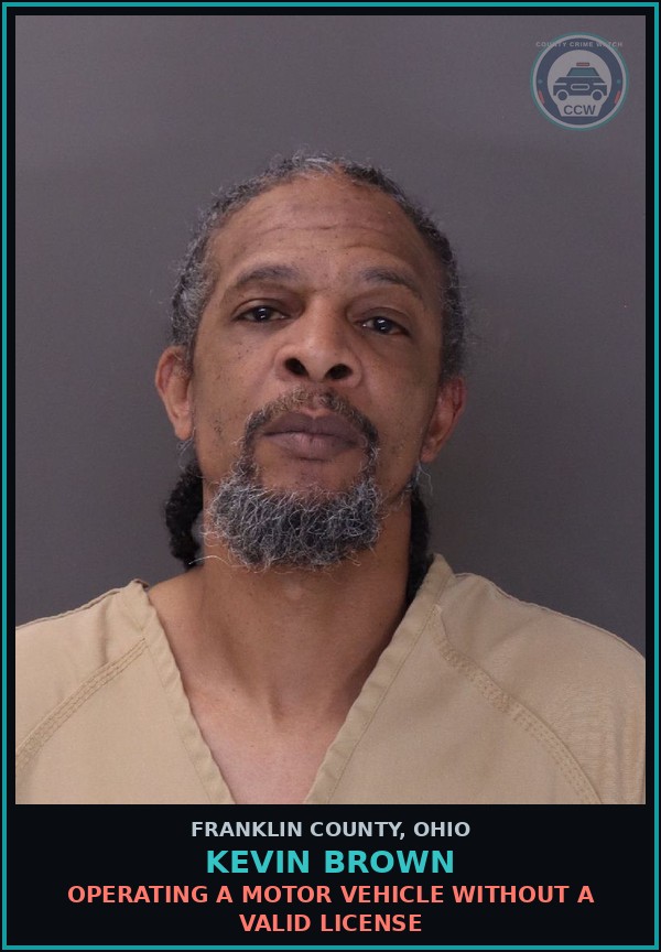 Booking mugshot of Kevin Brown in Franklin County