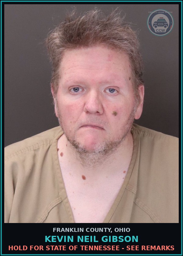 Booking mugshot of Kevin Neil Gibson in Franklin County