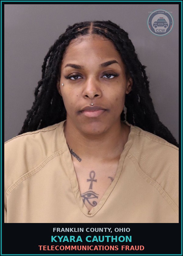 Booking mugshot of Kyara Cauthon in Franklin County