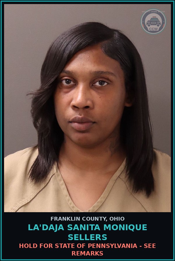 Booking mugshot of La'Daja Sanita Monique Sellers in Franklin County