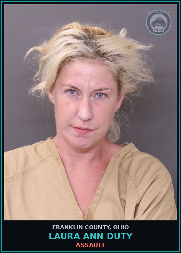 Booking mugshot of Laura Ann Duty in Franklin County
