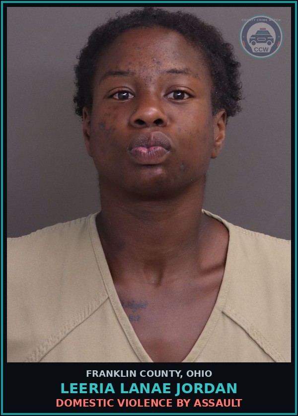 Booking mugshot of Leeria Lanae Jordan in Franklin County