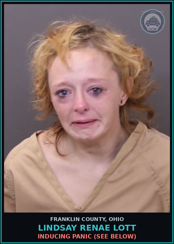 Booking mugshot of Lindsay Renae Lott in Franklin County