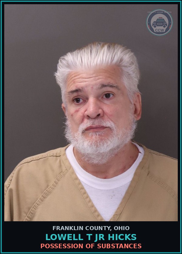 Booking mugshot of Lowell T Jr Hicks in Franklin County