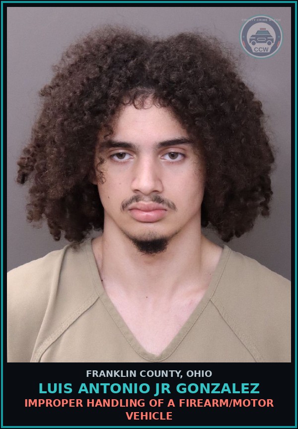 Booking mugshot of Luis Antonio Jr Gonzalez in Franklin County