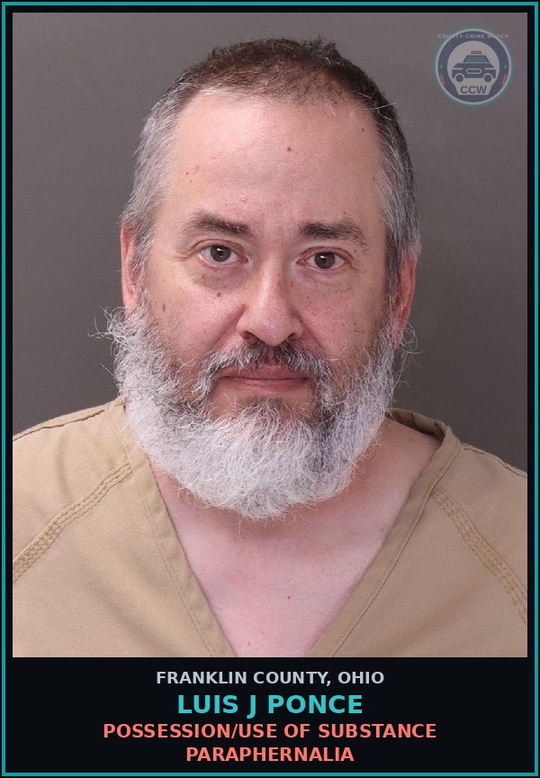 Booking mugshot of Luis J Ponce in Franklin County