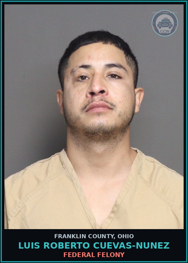 Booking mugshot of Luis Roberto Cuevas-Nunez in Franklin County