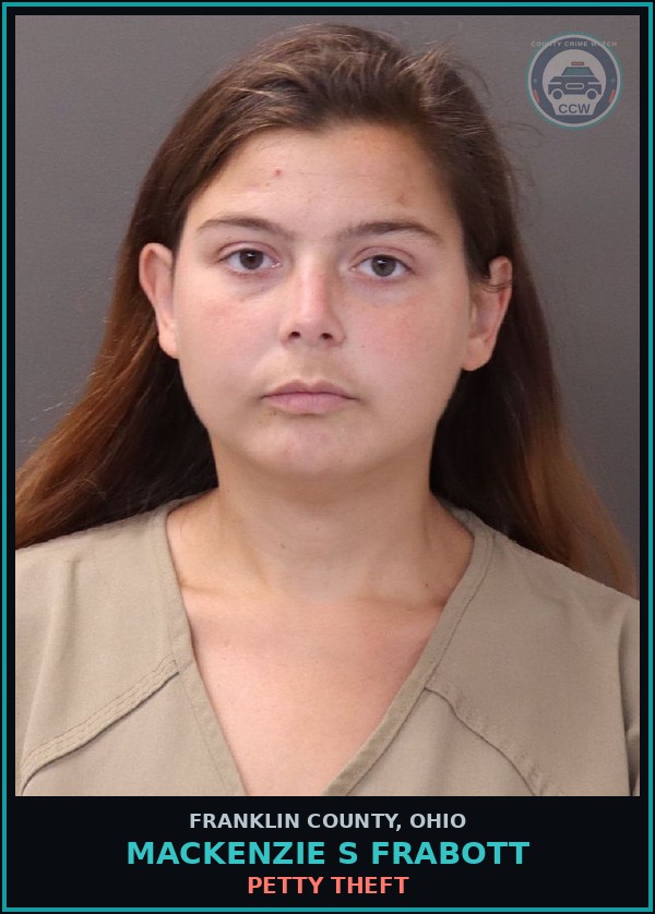 Booking mugshot of Mackenzie S Frabott in Franklin County