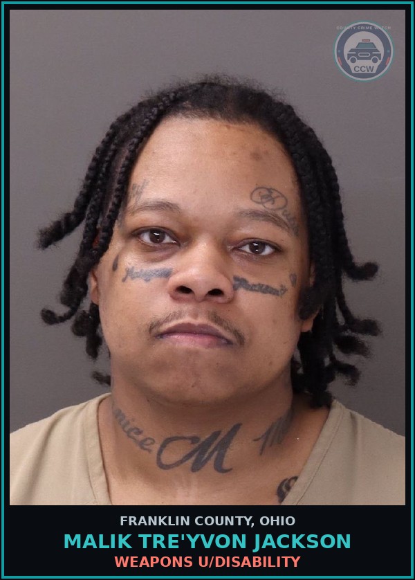 Booking mugshot of Malik Tre'Yvon Jackson in Franklin County