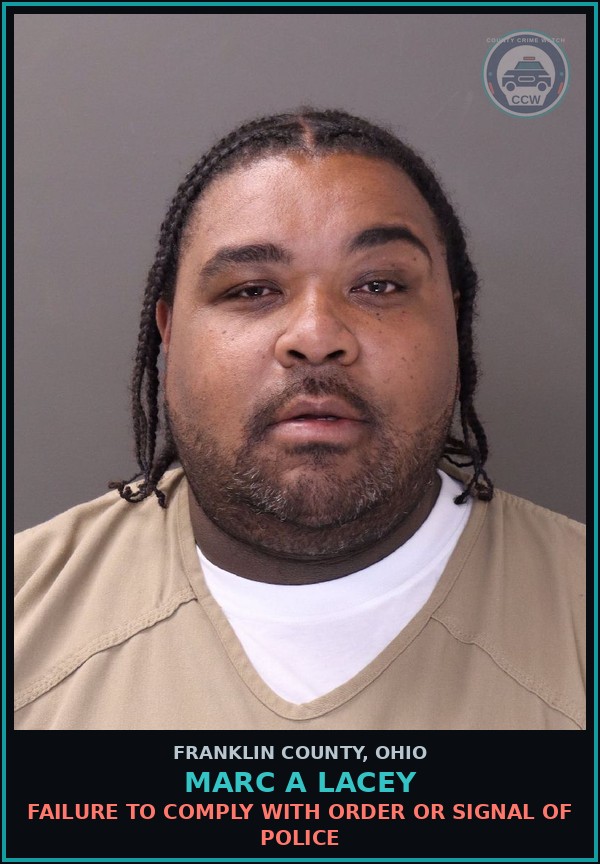 Booking mugshot of Marc A Lacey in Franklin County