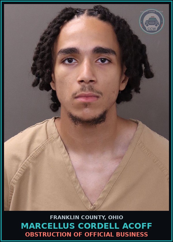 Booking mugshot of Marcellus Cordell Acoff in Franklin County
