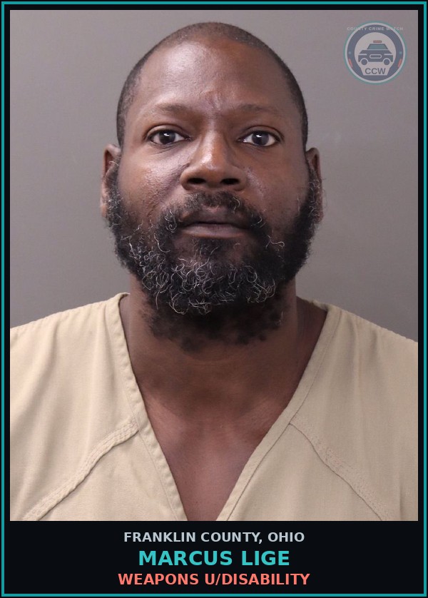 Booking mugshot of Marcus Lige in Franklin County
