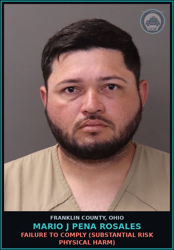 Booking mugshot of Mario J Pena Rosales in Franklin County