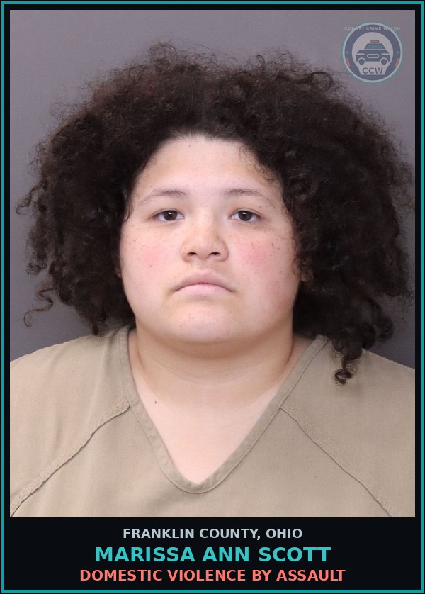 Booking mugshot of Marissa Ann Scott in Franklin County