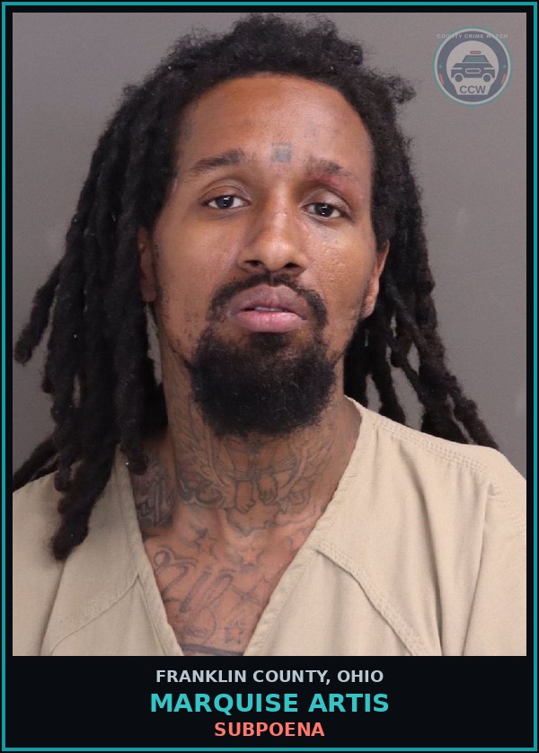 Booking mugshot of Marquise Artis in Franklin County