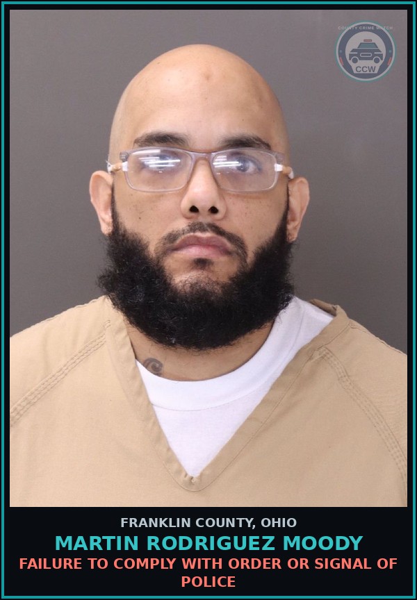 Booking mugshot of Martin Rodriguez Moody in Franklin County