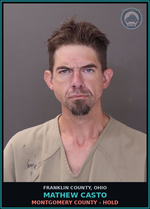 Booking mugshot of Mathew Casto in Franklin County