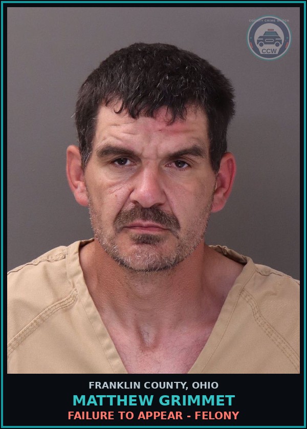 Booking mugshot of Matthew Grimmet in Franklin County