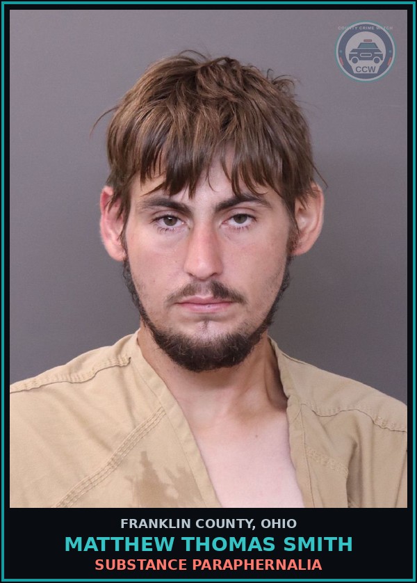 Booking mugshot of Matthew Thomas Smith in Franklin County