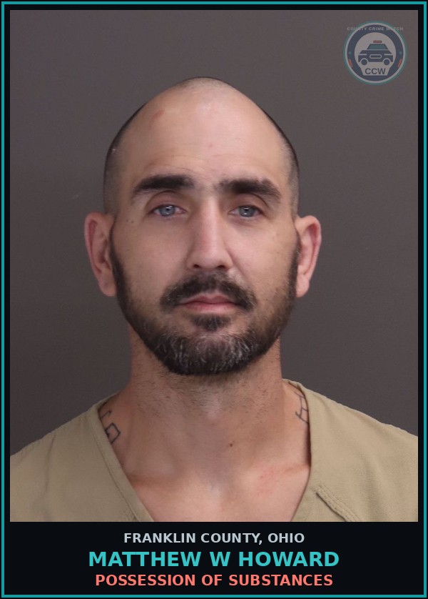 Booking mugshot of Matthew W Howard in Franklin County