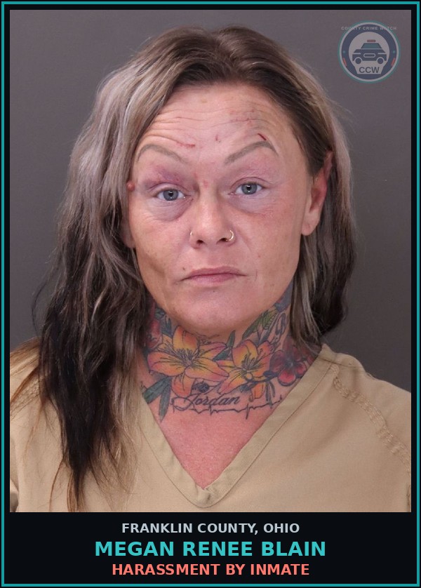 Booking mugshot of Megan Renee Blain in Franklin County