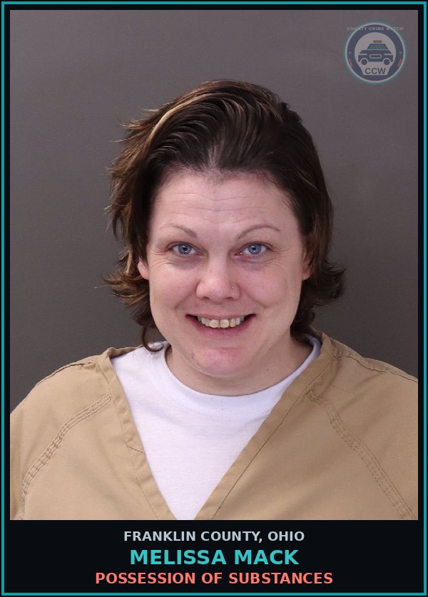Booking mugshot of Melissa Mack in Franklin County