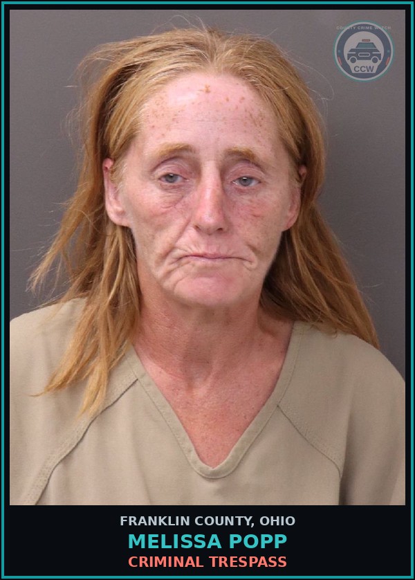 Booking mugshot of Melissa Popp in Franklin County