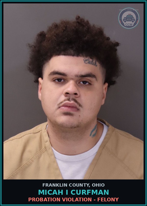Booking mugshot of Micah I Curfman in Franklin County