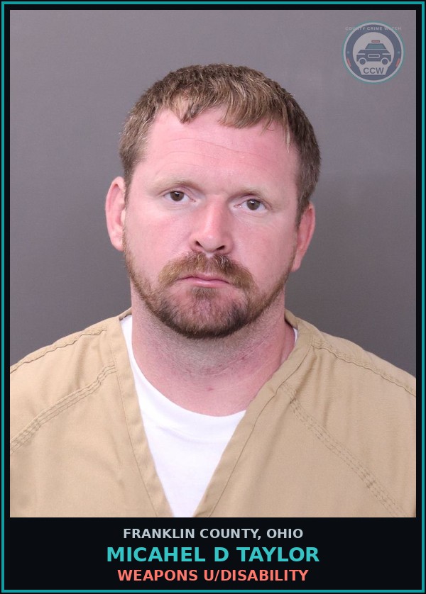 Booking mugshot of Micahel D Taylor in Franklin County
