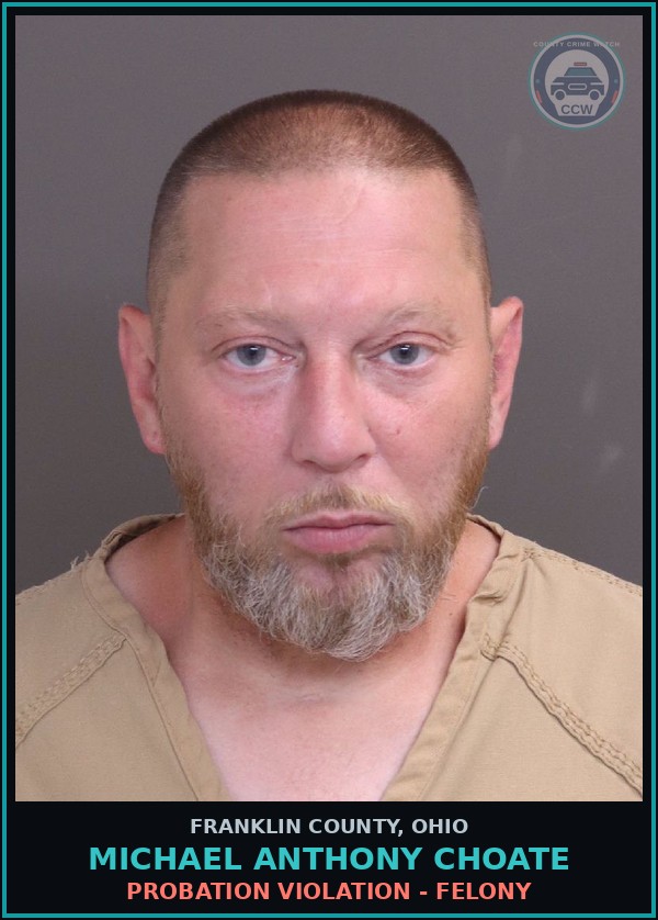 Booking mugshot of Michael Anthony Choate in Franklin County
