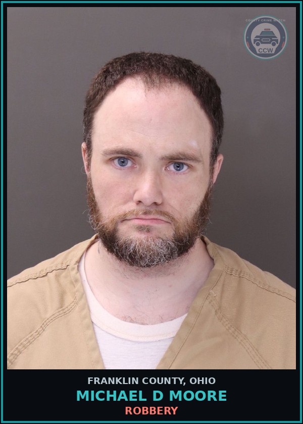 Booking mugshot of Michael D Moore in Franklin County