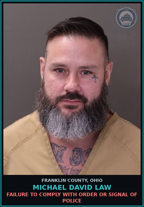 Booking mugshot of Michael David Law in Franklin County