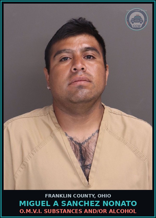 Booking mugshot of Miguel A Sanchez Nonato in Franklin County