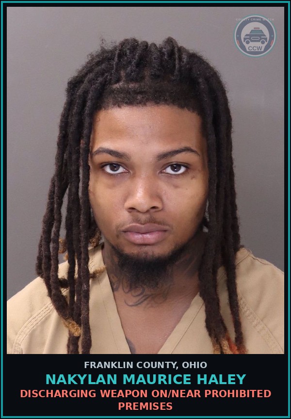 Booking mugshot of Nakylan Maurice Haley in Franklin County