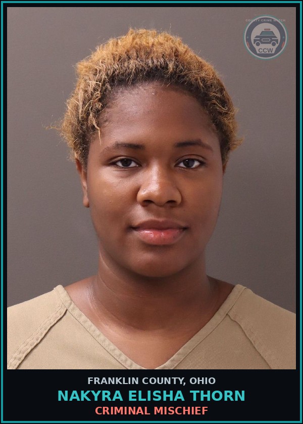 Booking mugshot of Nakyra Elisha Thorn in Franklin County