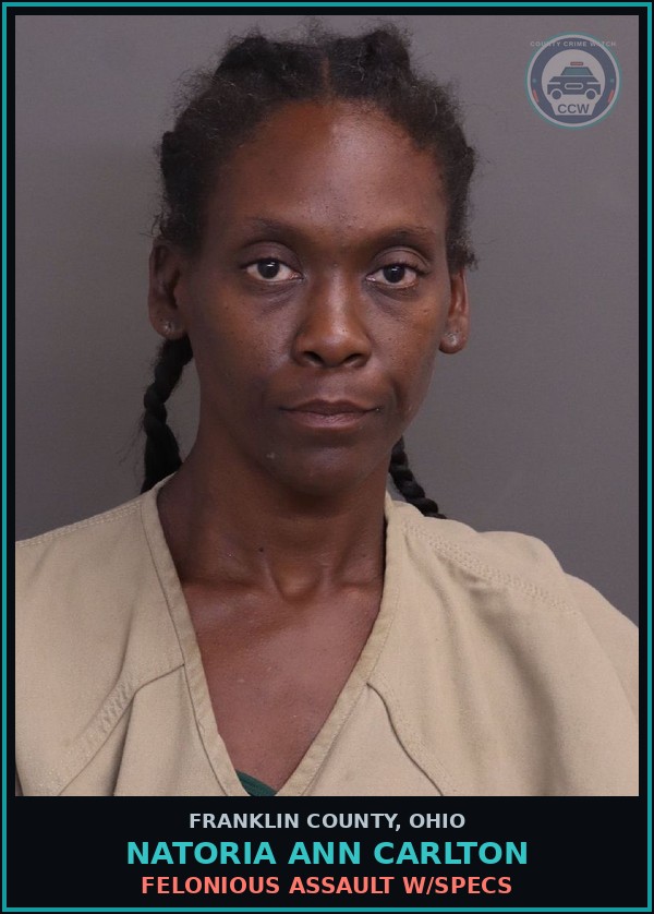Booking mugshot of Natoria Ann Carlton in Franklin County