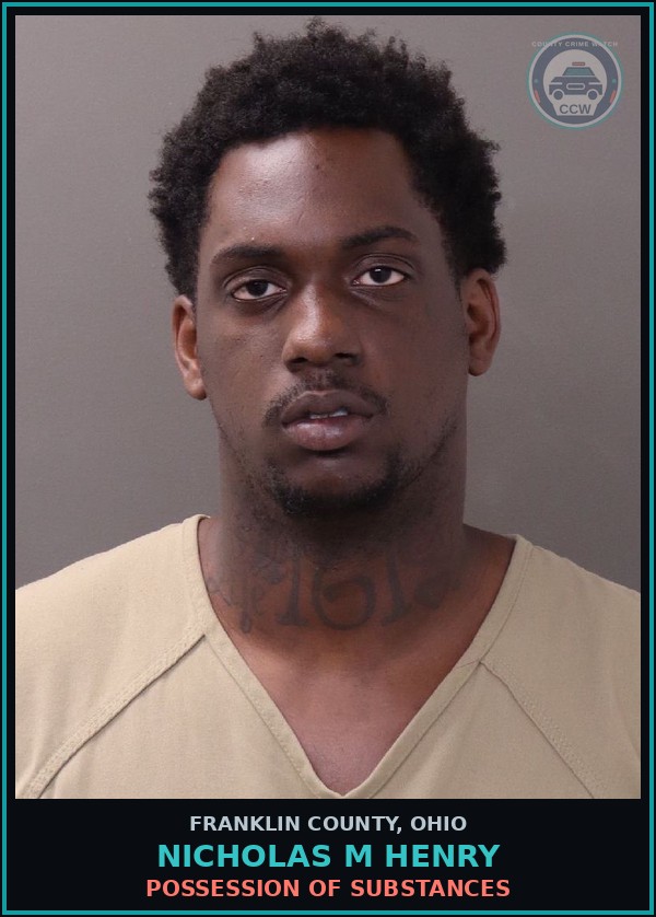 Booking mugshot of Nicholas M Henry in Franklin County