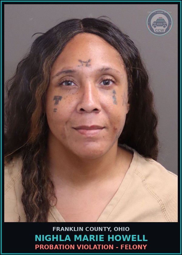 Booking mugshot of Nighla Marie Howell in Franklin County