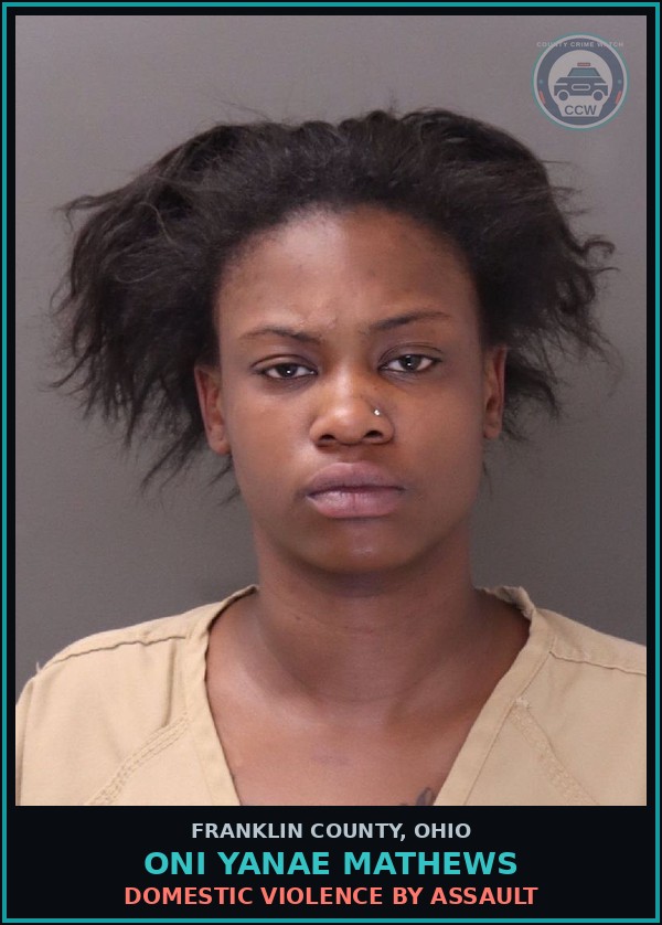 Booking mugshot of Oni Yanae Mathews in Franklin County