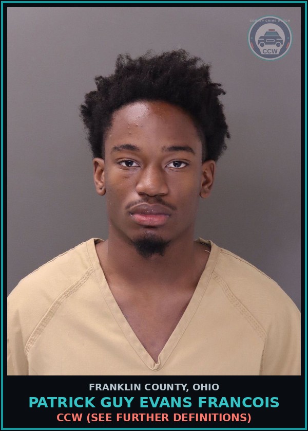 Booking mugshot of Patrick Guy Evans Francois in Franklin County